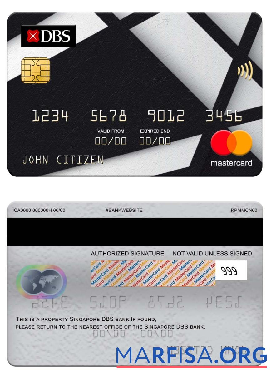 Blank Singapore DBS bank mastercard example